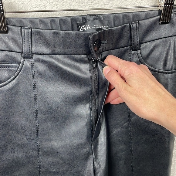 Zara Vegan Faux Leather High Rise Pants Skinny Legging Sz M - Picture 7 of 16